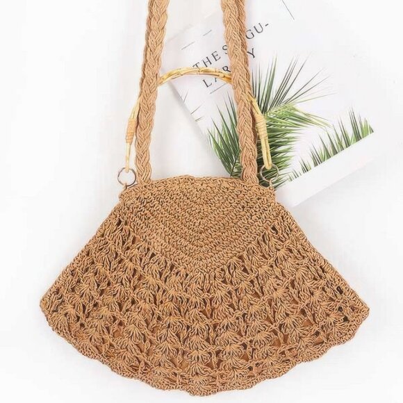 Faux Straw Bamboo Handle Bag - Picture 1 of 4